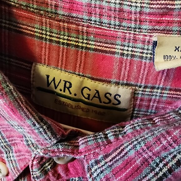 Men's 2XL W.R. Gass Red Plaid Short Sleeve Button Down Shirt - Picture 7 of 9
